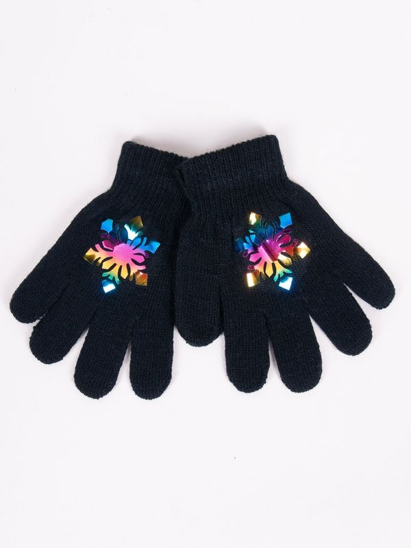 Yoclub Yoclub Kids's Girls' Five-Finger Gloves With Hologram RED-0068G-AA50-003