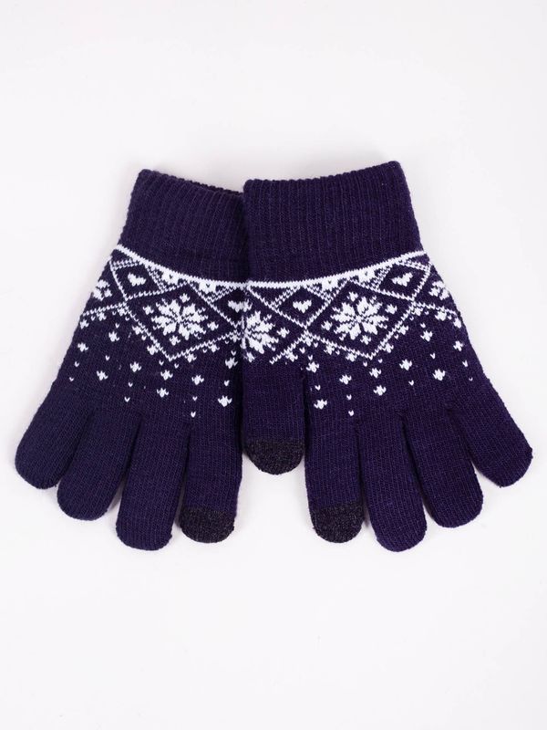 Yoclub Yoclub Kids's Girl's Five-Finger Touchscreen Gloves RED-0019G-AA5C-001 Navy Blue