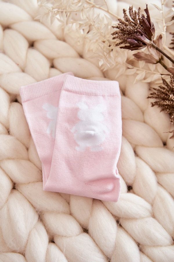 Kesi Youth Cotton Socks White Rabbit Pink