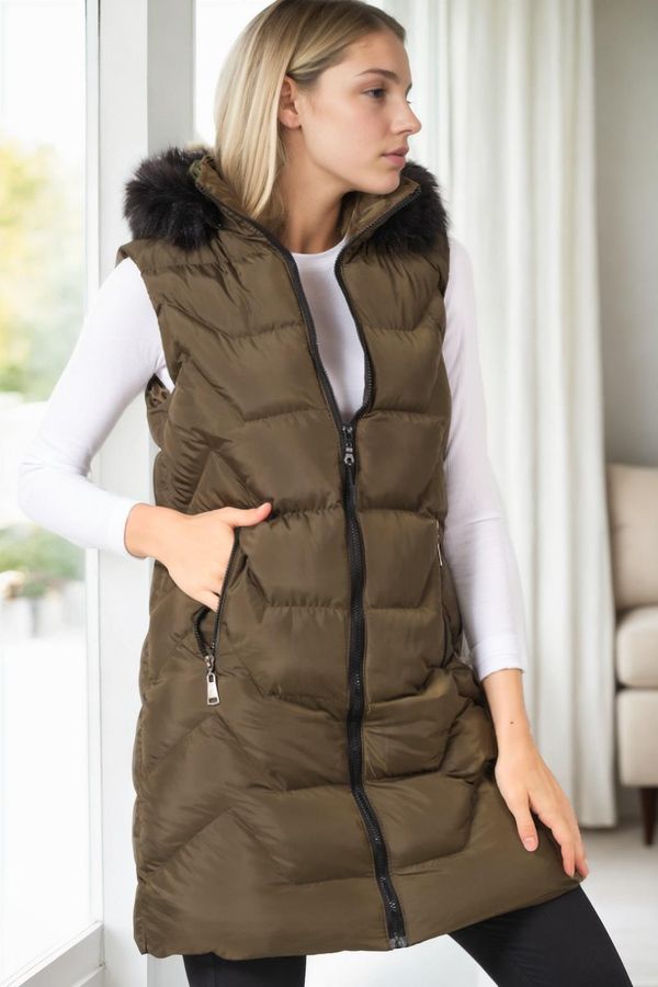 dewberry Z6761 DEWBERRY WOMEN'S VEST-KHAKI-1