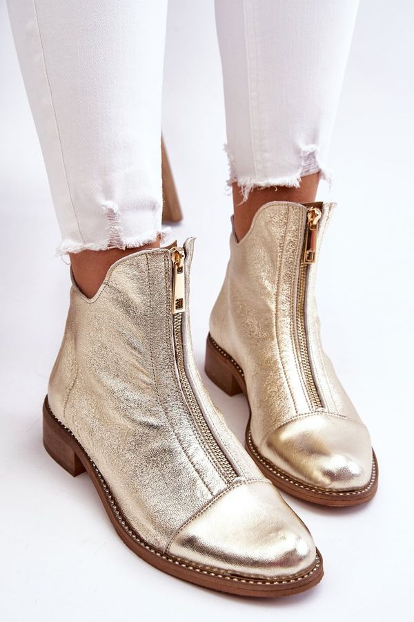 Zazoo Zazoo 2785 Leather Boots With Zipper Gold