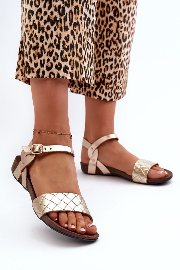 Kesi Zazoo Women's Flat Leather Sandals, Gold