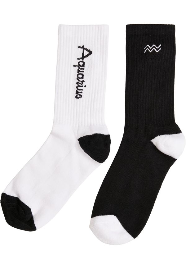 MT Accessoires Zodiac Socks 2-Pack Black/White Aquarius