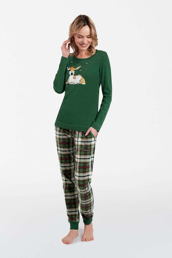 Italian Fashion Zonda women's pajamas - long sleeves, long legs - green/print
