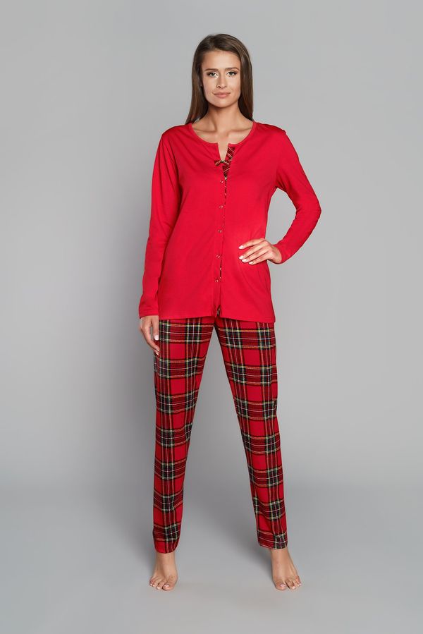 Italian Fashion Zorza women's pyjamas - long sleeves, long legs - red/print