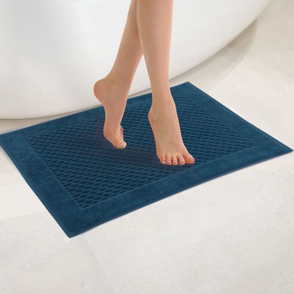 Zwoltex Zwoltex Unisex's Velour Bath Mat Carlo Navy Blue