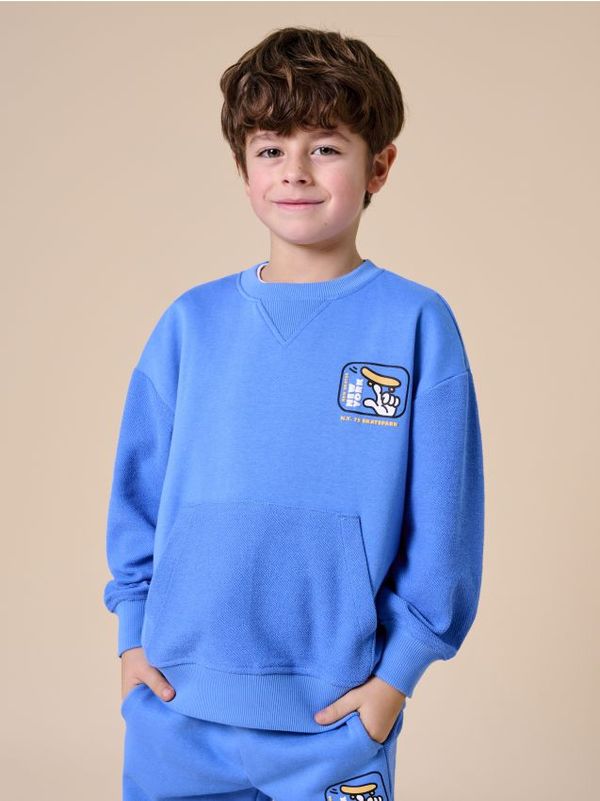 Sinsay Sinsay - Dukserica s kapuljačom i printom - zumbul plava