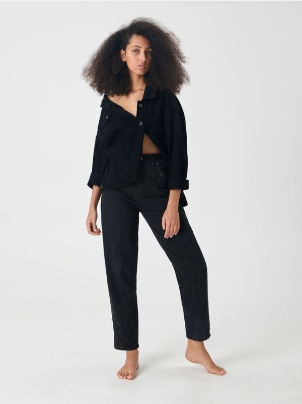 Sinsay Sinsay - High waist baggy farmerke - crno