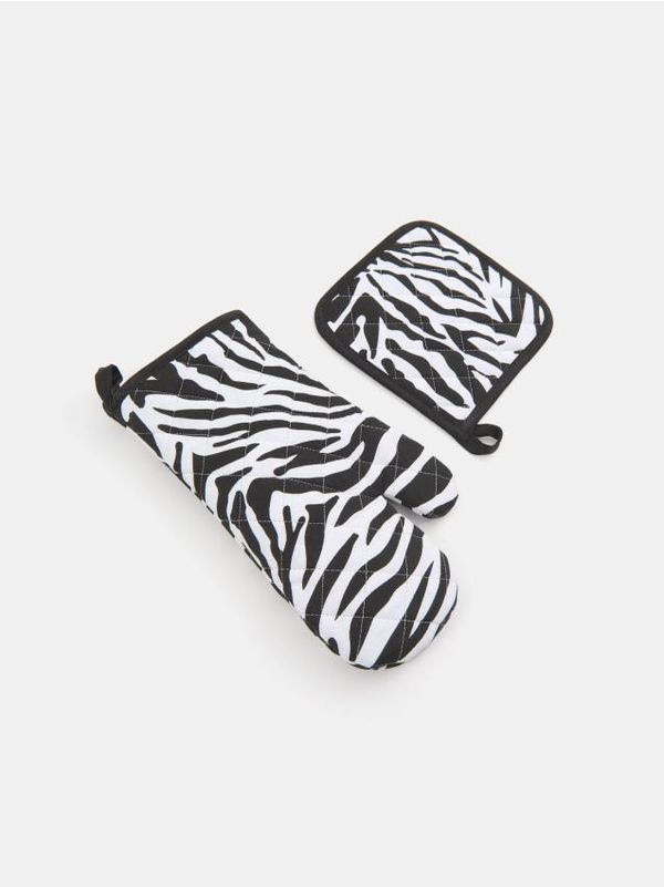 Sinsay Sinsay - Komplet kuhinjske rukavice i držača za lonce - crno