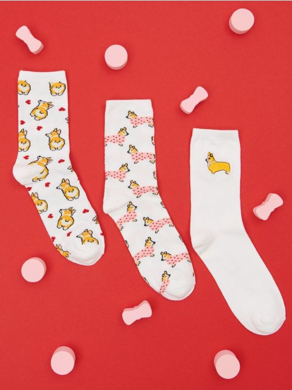 Sinsay Sinsay - Komplet od 3 para čarapa - krem