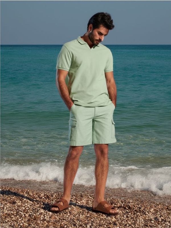 Sinsay Sinsay - Kratke pantalone - mint zelena