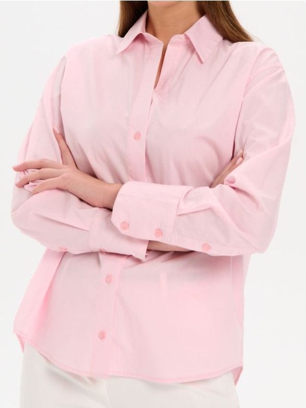 Sinsay Sinsay - Pamučna regular fit košulja - pastelno roze