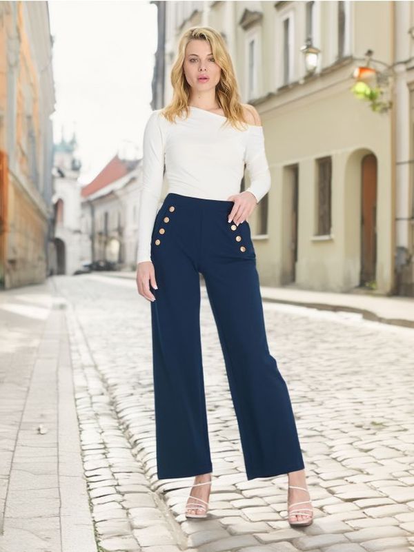 Sinsay Sinsay - Wide leg pantalone - mornarsko