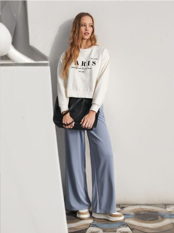 Sinsay Sinsay - Wide leg pantalone - zumbul plava